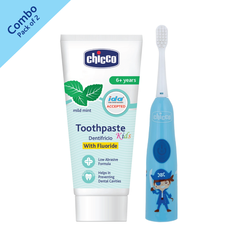 Combo- New Electric Toothbrush (3Y+) (Blue) + Toothpaste Mild Mint- With Fluoride (6y+) (70 Gm) image number null