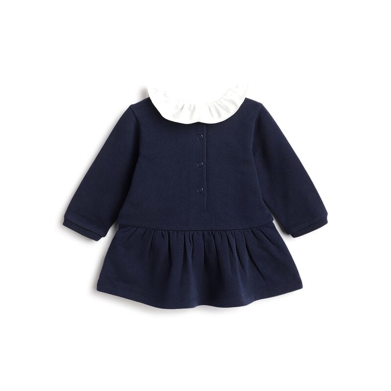 Girls Dark Blue Printed Long Sleeve Dress image number 1