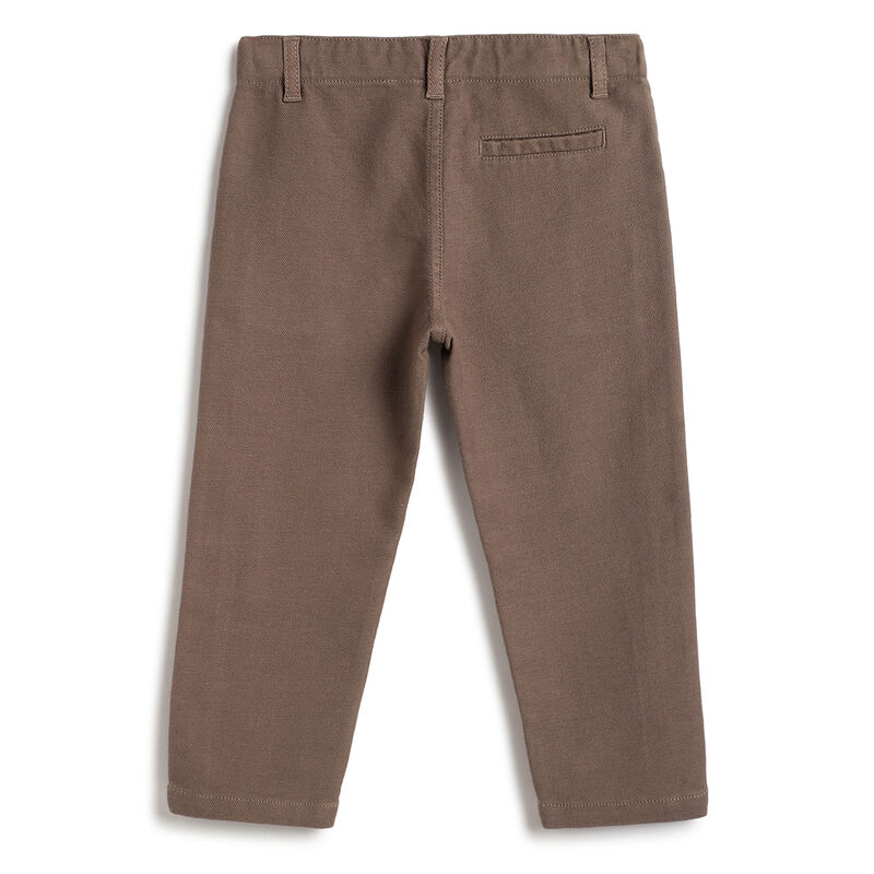 Boys Medium Brown Solid Trousers image number 1
