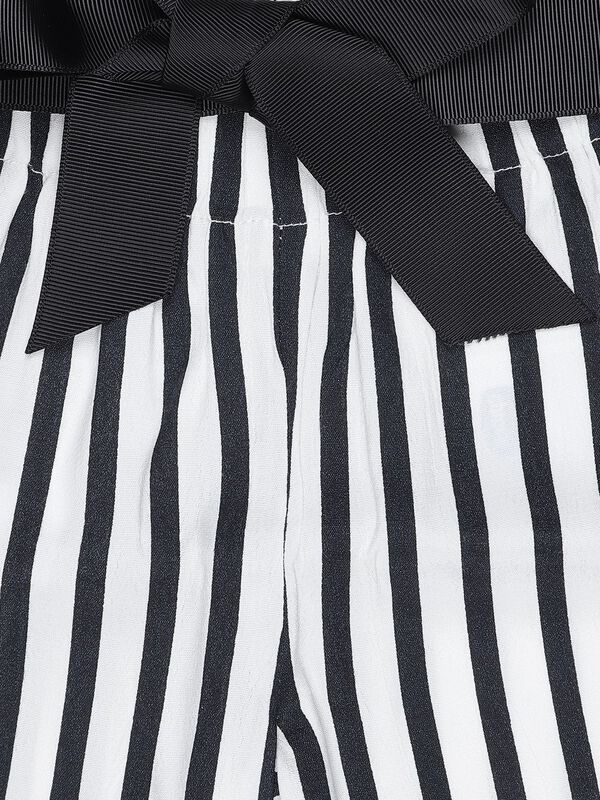 Black And White Striped Trousers- Relaxed Fit image number null