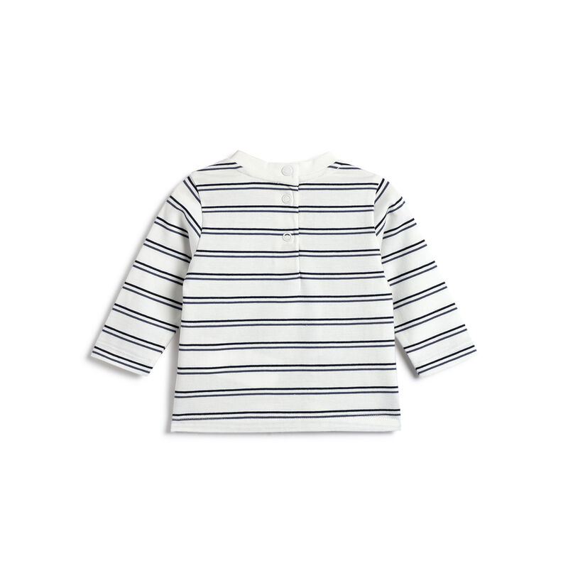 Boys White and Blue Striped Long Sleeve T- Shirt image number 1