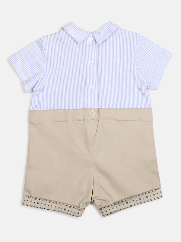 Boys Medium Natural Short Sleeve Knitted Romper image number null
