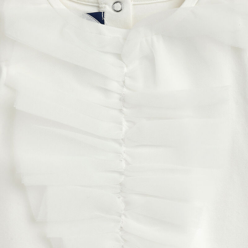 Girls White Self Design Long Sleeve T- Shirt image number 4