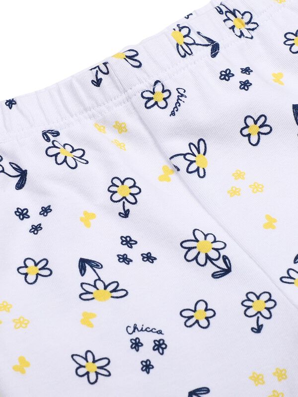 Girls White & Yellow Printed Smock with Legging image number 5
