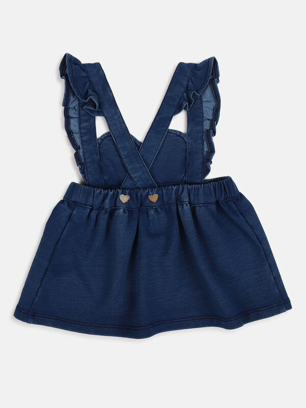 Girls Medium Blue Knitted Overall Skirt image number null