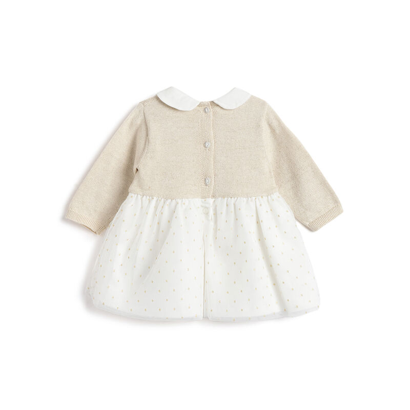 Girls Light Natural Polka Dot Long Sleeve Dress image number 1