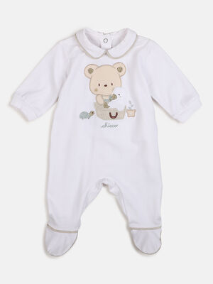Infant White Nappy Opening Babysuit