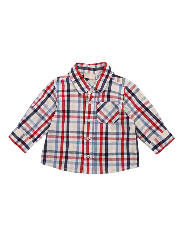 Boys White & Red Long Sleeve Woven Shirt image number 0