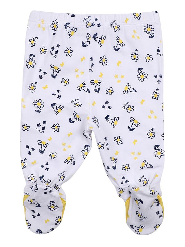 Girls White & Yellow Printed Smock with Legging image number 3
