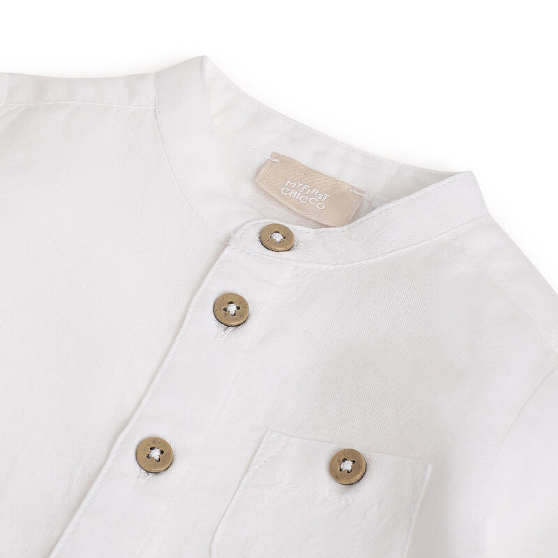 Boys White Solid Long Sleeve Shirt image number 2