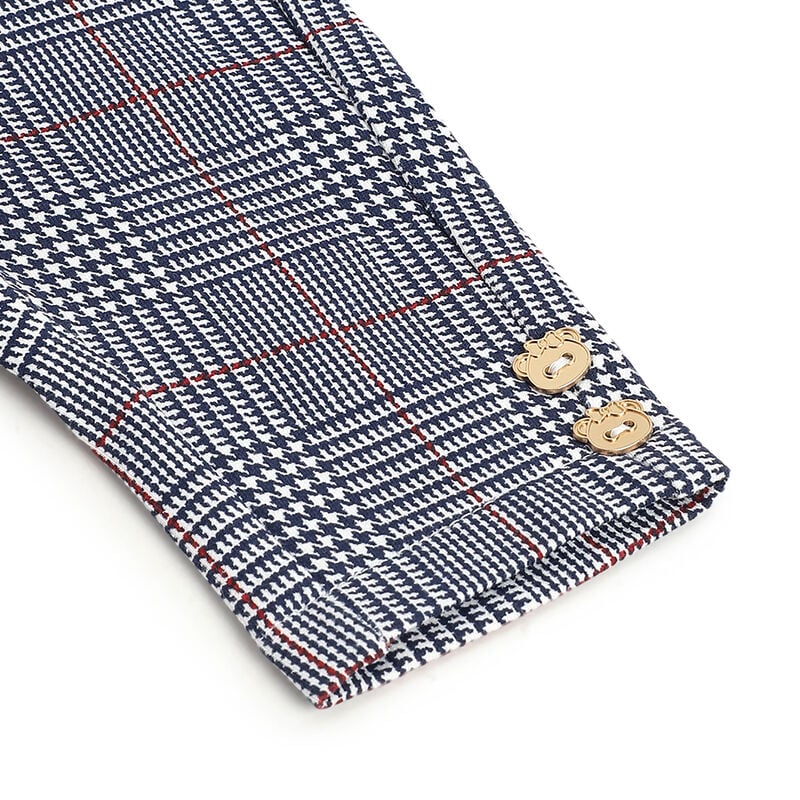 Girls Dark Blue Checked Trousers image number 5