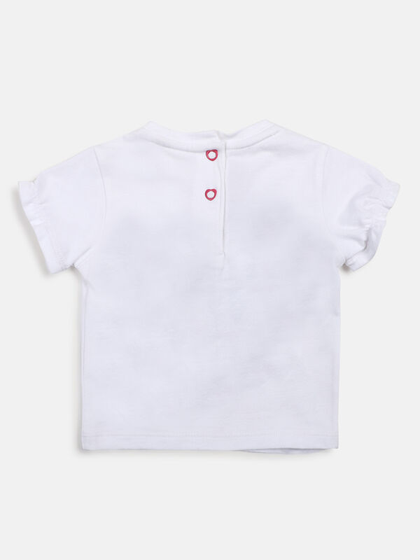 Girls White Short Sleeve Printed T- Shirt image number null