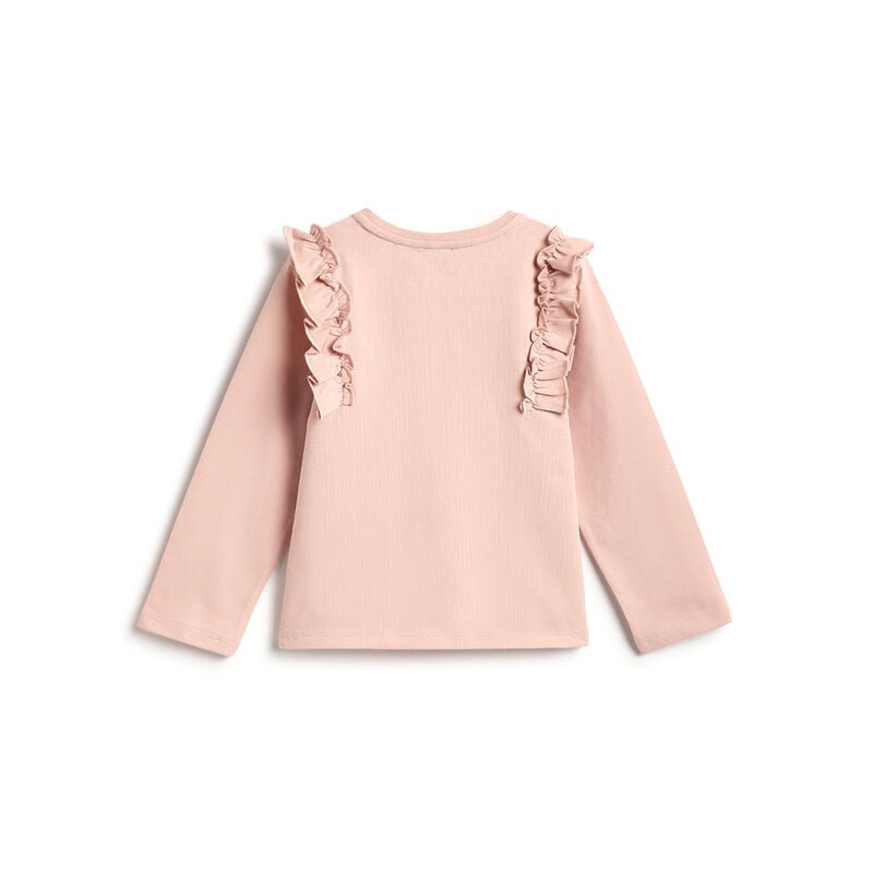 Girls Medium Pink Self Design Long Sleeve T- Shirt image number 1