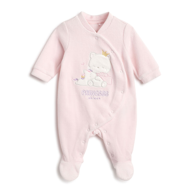 Girls Light Pink Applique Front Opening Babysuit image number 0