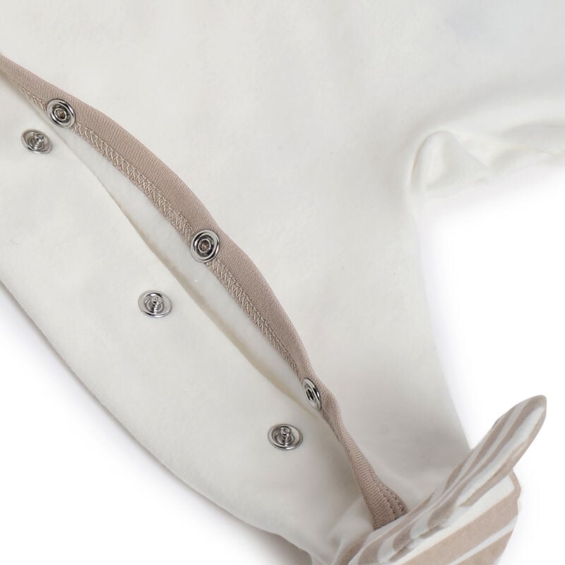 Infants Beige Animal Printed Front Opening Babysuit image number 3