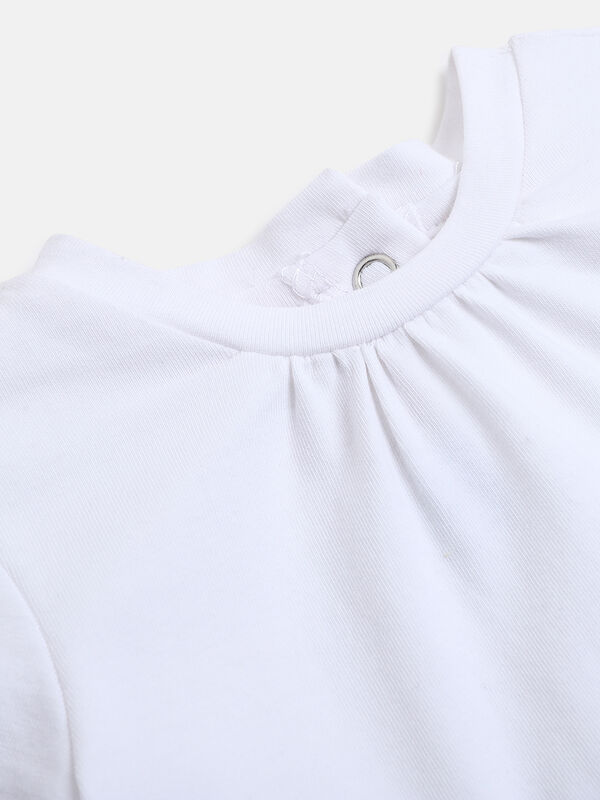 Girls White & Pink Printed T-Shirt with Short Pants image number null
