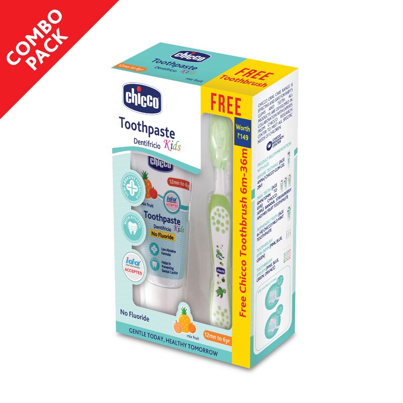 Toothpaste Mix Fruit + Brush Geen 6-36M image number 0