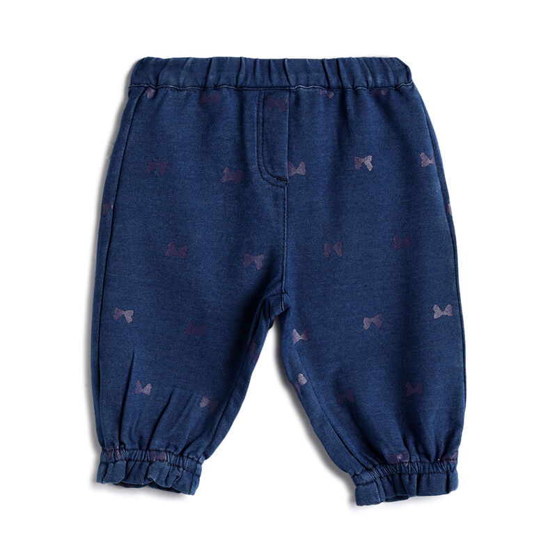 Girls Medium Blue Printed Trousers image number 0