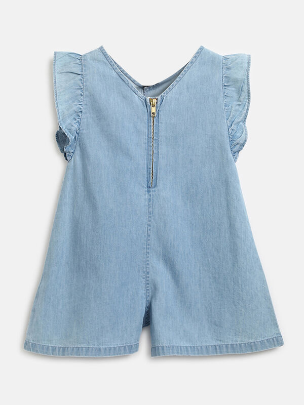 Girls Medium Blue Short Dungaree image number null