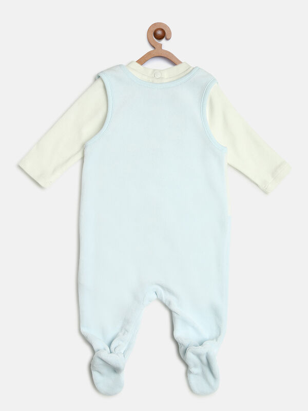 Infants Light Blue Applique Babysuit-Bodysuit Set image number 2