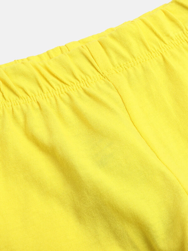 Boys White & Yellow Printed T-Shirt  with Short Pants image number null