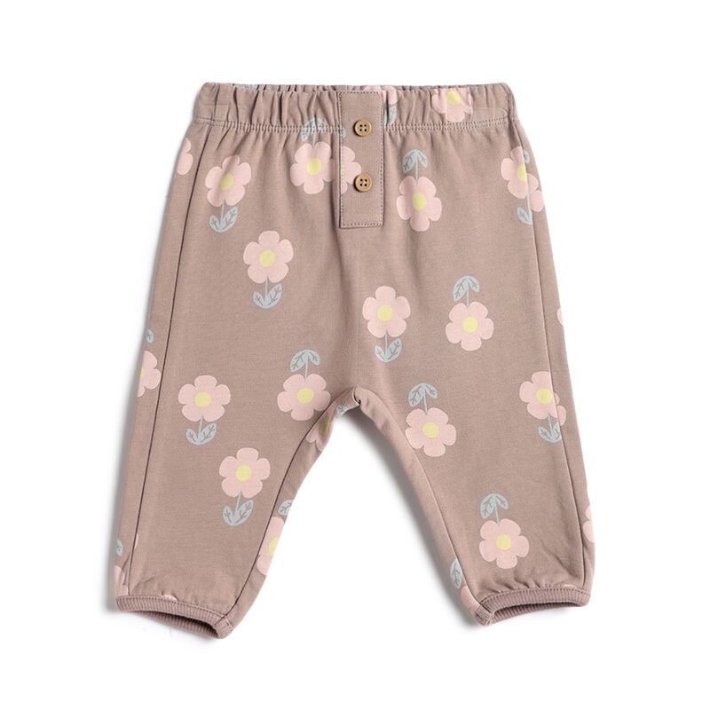 Girls Brown Floral Printed Joggers image number 0