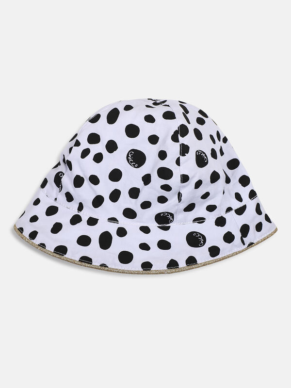 Girls White and Black Printed Cap image number null