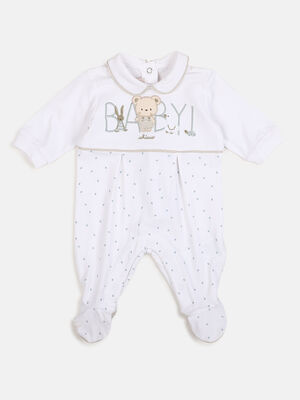 Infants White Leg Opening Baby Suit