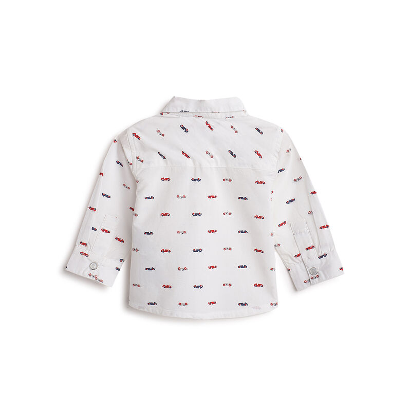 Boys White Printed Long Sleeve Shirt image number 1