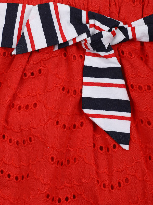 Girls Medium Red Woven Skirt image number null
