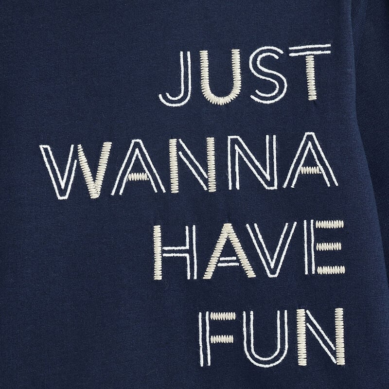 Boys Dark Blue Typography Printed Long Sleeve T- Shirt image number 3