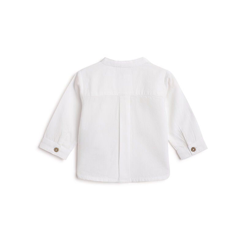 Boys White Solid Long Sleeve Shirt image number 1