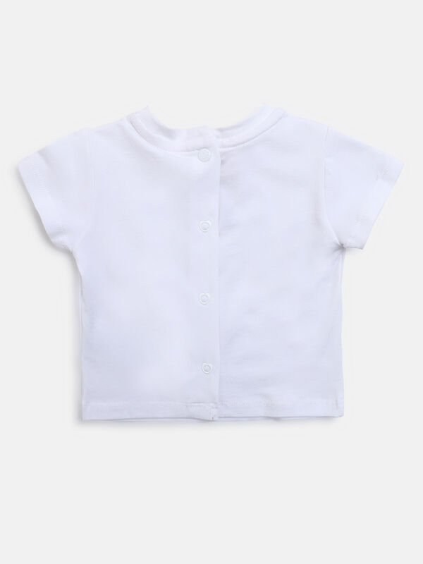 Girls White & Pink Printed T-Shirt with Short Pants image number null