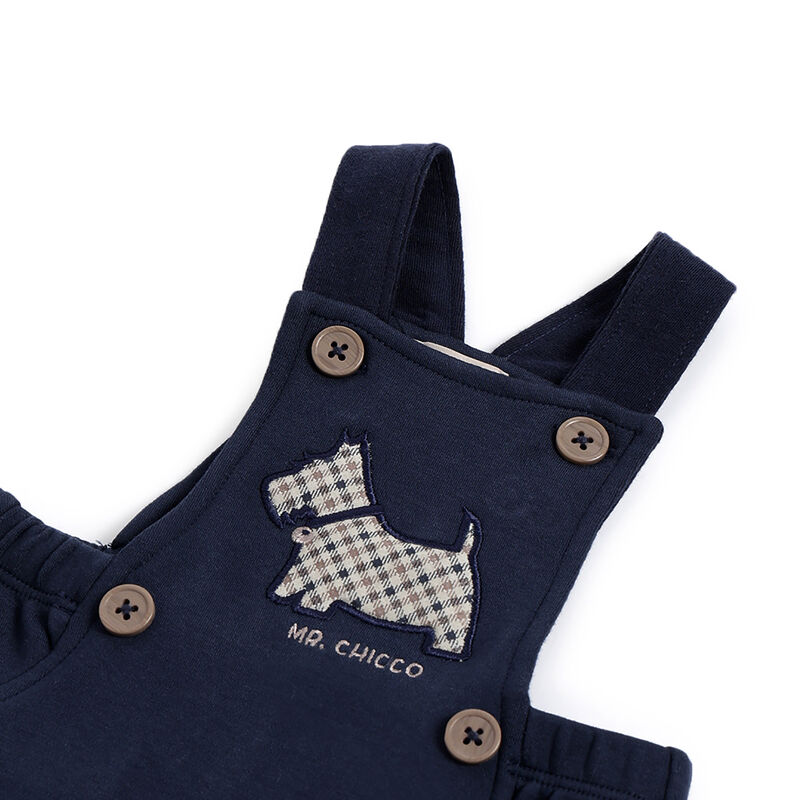 Boys Navy Applique Long Dungaree image number 2