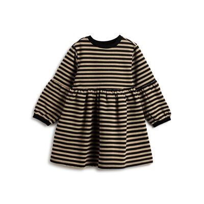 Girls Natural Striped Long Sleeve Dress