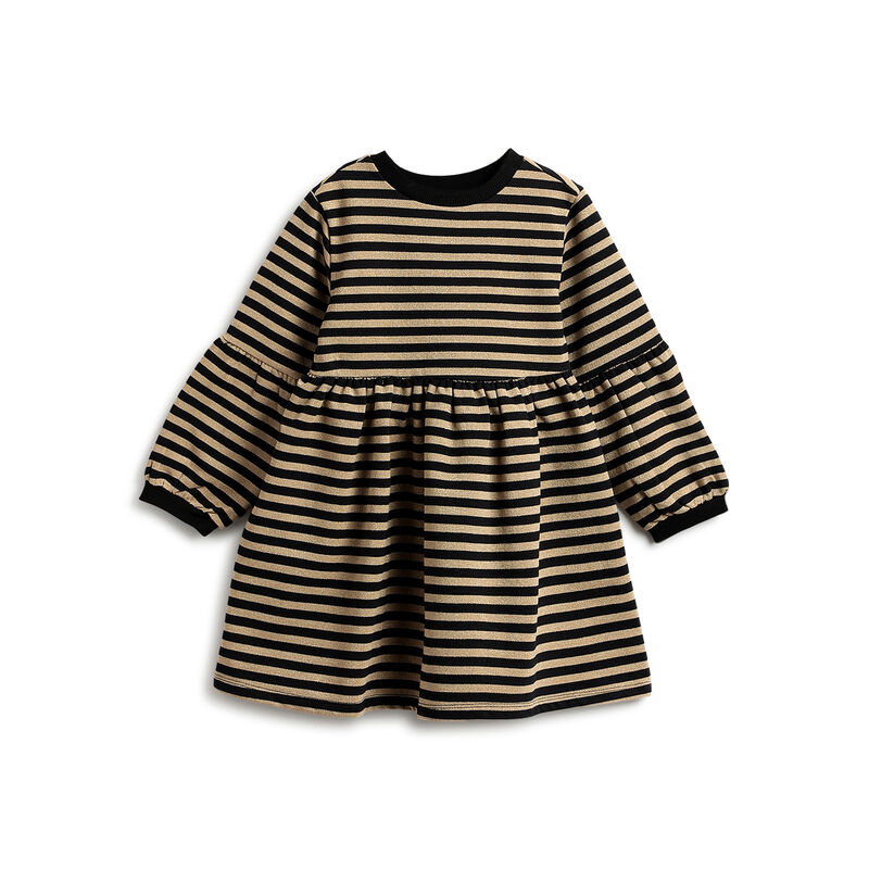 Girls Natural Striped Long Sleeve Dress image number 0