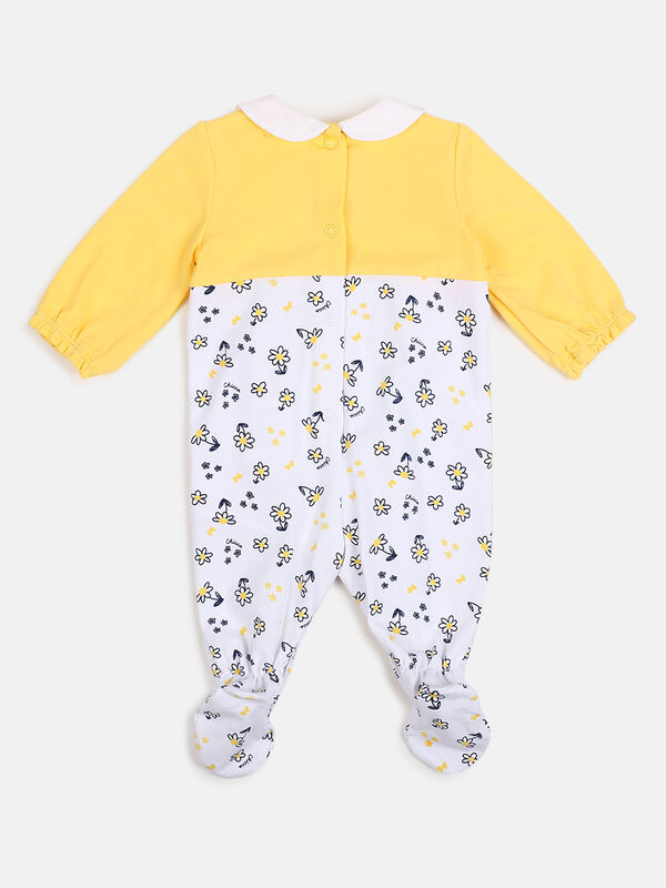 Girls Medium Yellow Leg Opening Baby Suit image number null