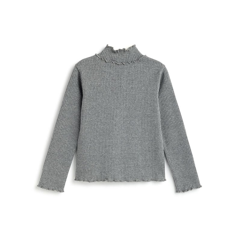 Girls Medium Grey Solid Long Sleeve T- Shirt image number 1