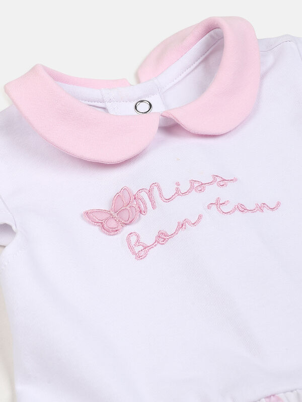 Girls White & Pink Short Sleeve Printed Dress image number null