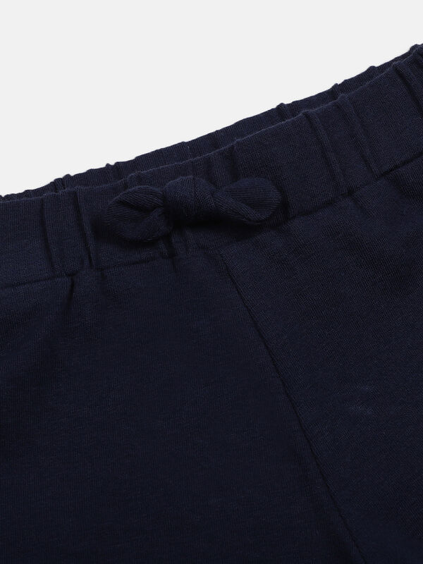Girls Medium Blue Short Knitted Trouser image number null