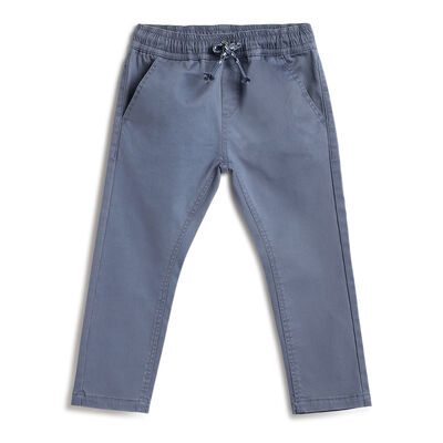 Boys Medium Blue Solid Trousers