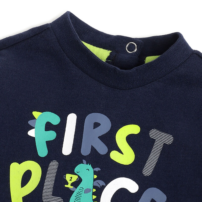 Boys Dark Blue Graphic Printed Long Sleeve T- Shirt image number 2