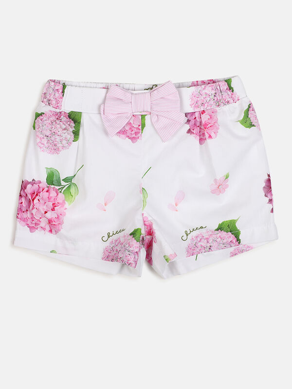 Girls White & Pink Short Woven Trouser image number null