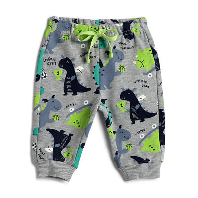 Boys Light Grey Printed Trousers