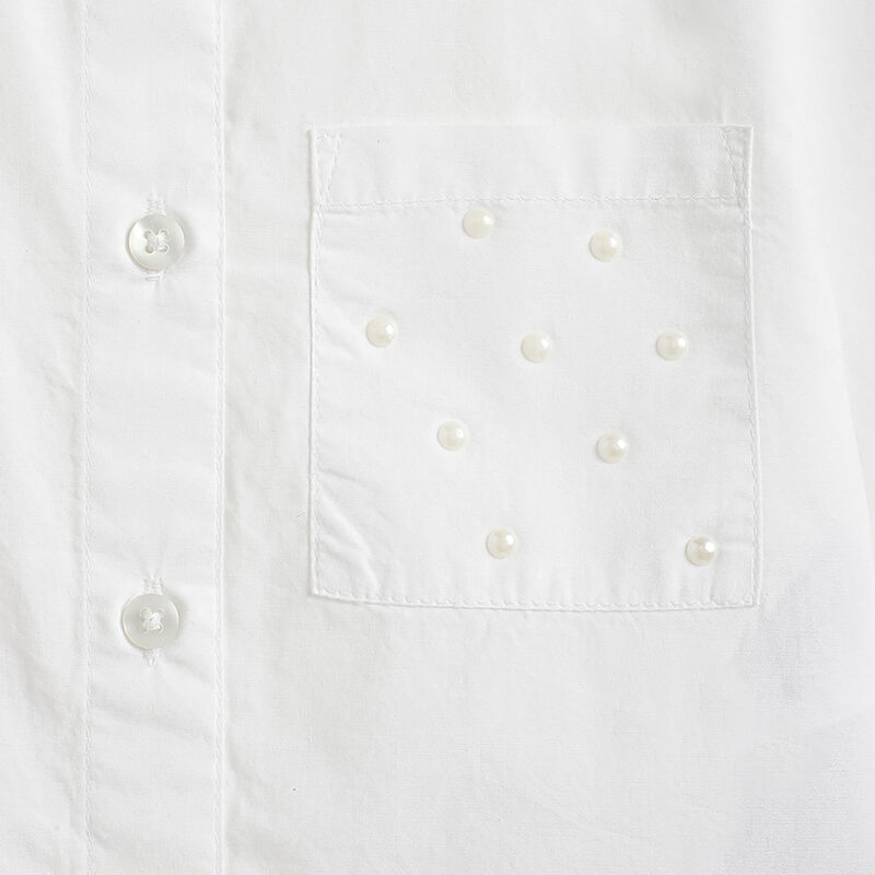Girls White Embellished Long Sleeve Shirt image number 3