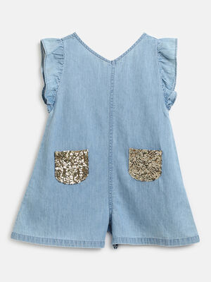 Girls Medium Blue Short Dungaree