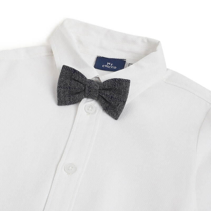 Boys White Solid Long Sleeve Shirt image number 2