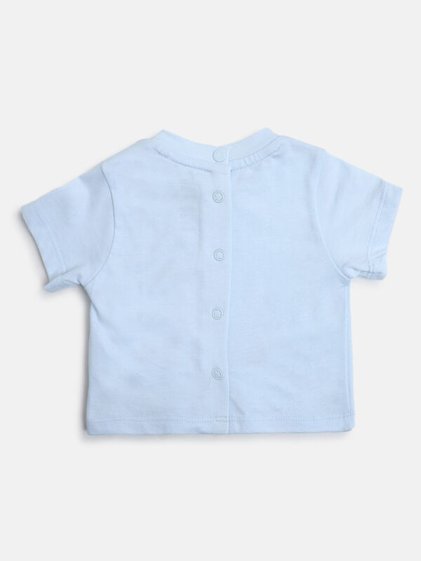 Boys Light Blue Printed T-Shirt with Short Pants image number null