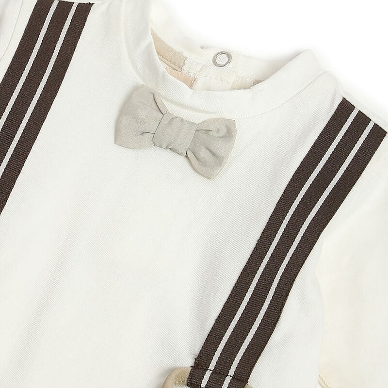Boys Cream Embellished T-shirt with Long Trouser image number 4