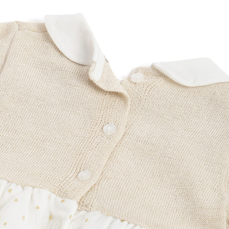 Girls Light Natural Polka Dot Long Sleeve Dress image number 3